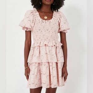 NWT Hyacinth House Tuckernuck Marie Floral Smocked Tiered Mini Dress, Size L